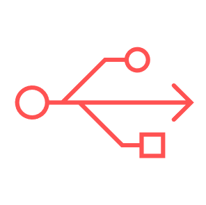 Icon of a USB symbol with branching paths