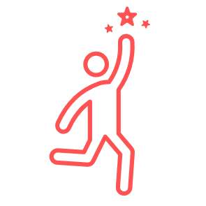 Icon of a person reaching stars