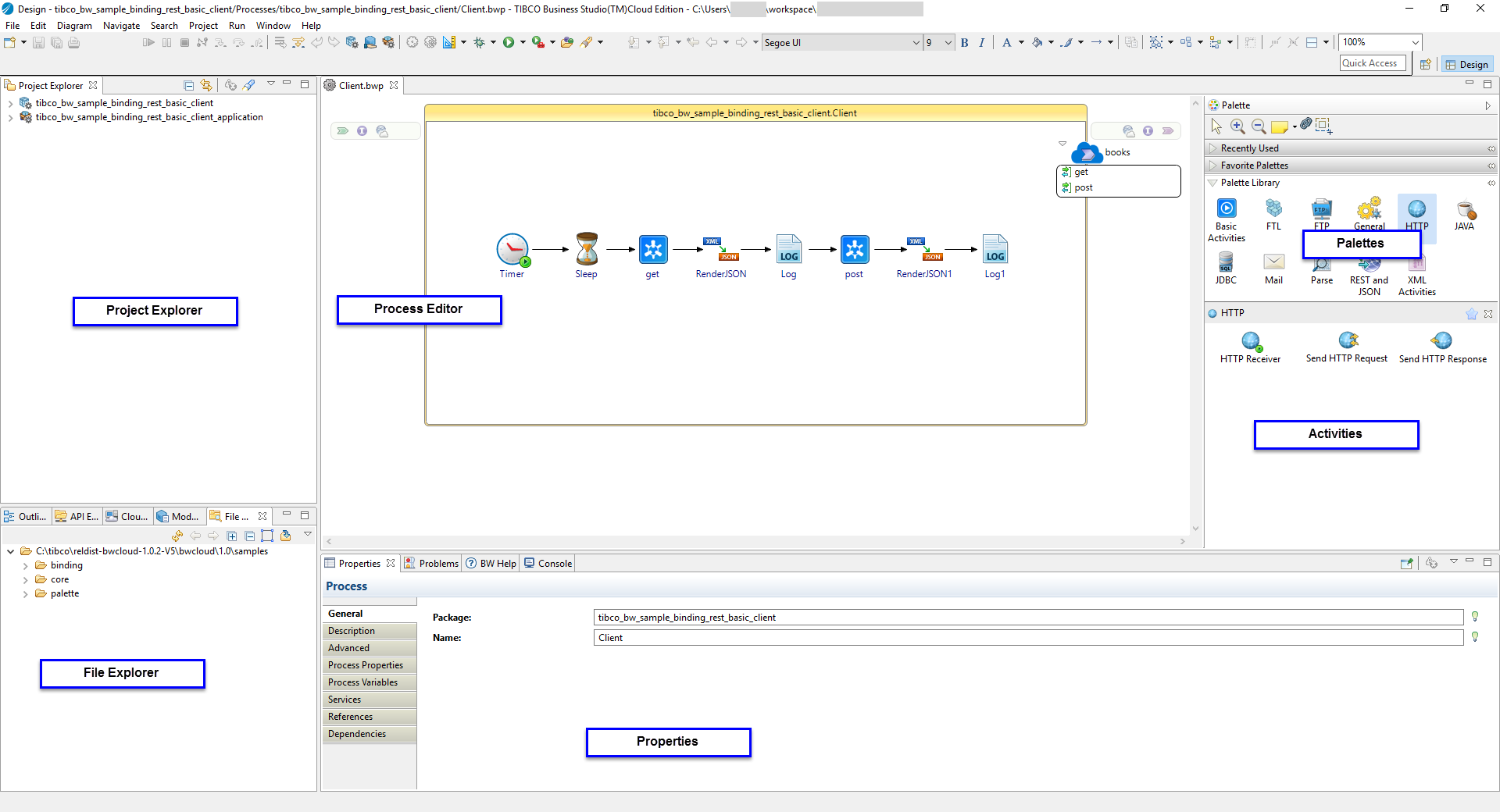 Picture of TIBCO Business Studio tools.