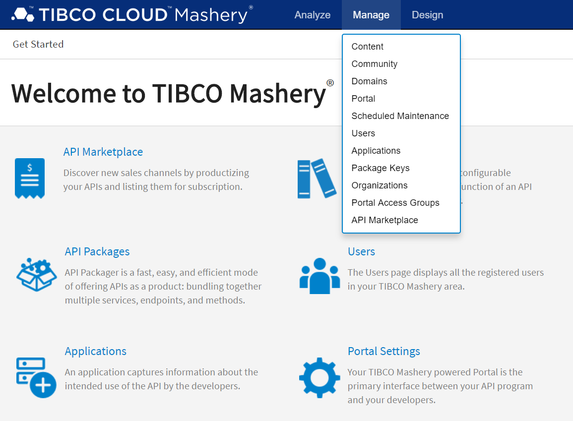 Screen shot of TIBCO Cloud Mashery software.