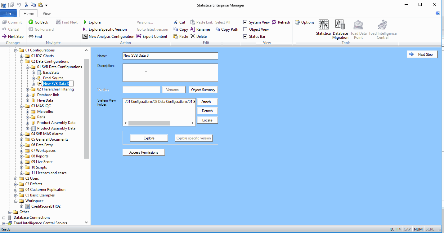 Screen shot of TIBCO Data Management software.